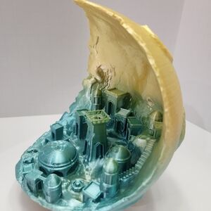 Gold And Blue Moon City 3D Printed Sculpture